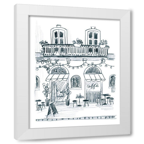 Italian Street Sketch II White Modern Wood Framed Art Print by Vess, June Erica