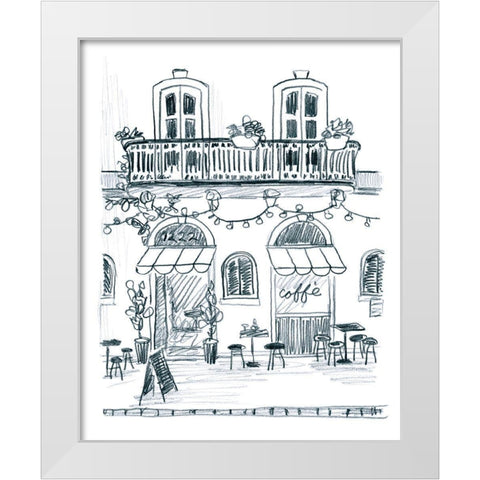 Italian Street Sketch II White Modern Wood Framed Art Print by Vess, June Erica