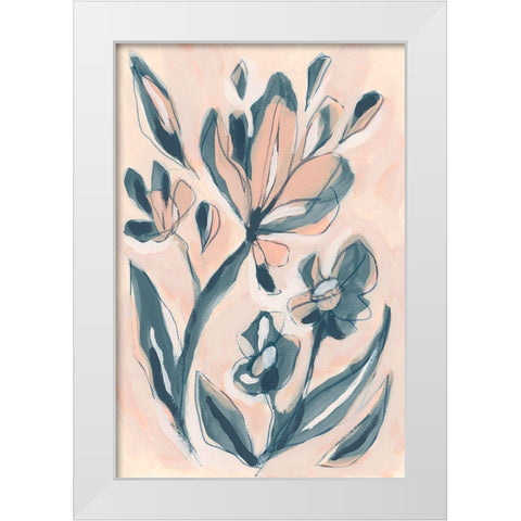 Indigo Blush Garden I White Modern Wood Framed Art Print by Vess, June Erica