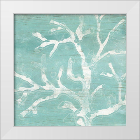 Cerulean Sea Coral IV White Modern Wood Framed Art Print by Vess, June Erica