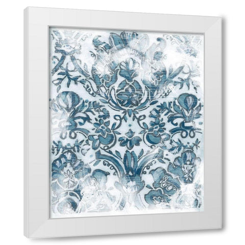 Denim Damask IV White Modern Wood Framed Art Print by Vess, June Erica