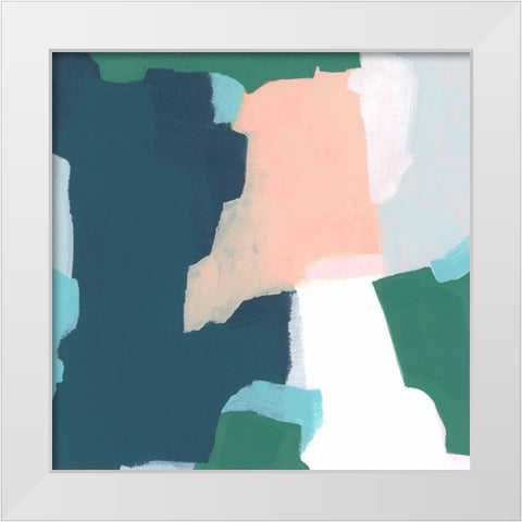 Bounding Blocks II White Modern Wood Framed Art Print by Vess, June Erica