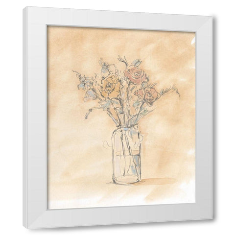 Antique Pastel Floral I White Modern Wood Framed Art Print by Harper, Ethan