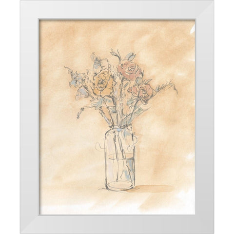 Antique Pastel Floral I White Modern Wood Framed Art Print by Harper, Ethan