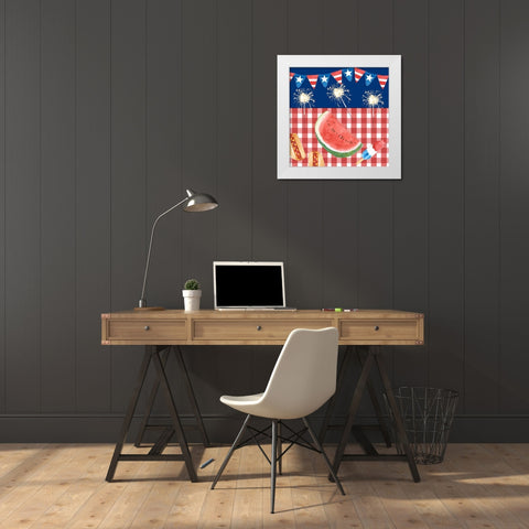 Sizzlin Fourth of July I White Modern Wood Framed Art Print by Longley, Alicia