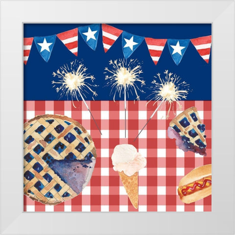 Sizzlin Fourth of July II White Modern Wood Framed Art Print by Longley, Alicia