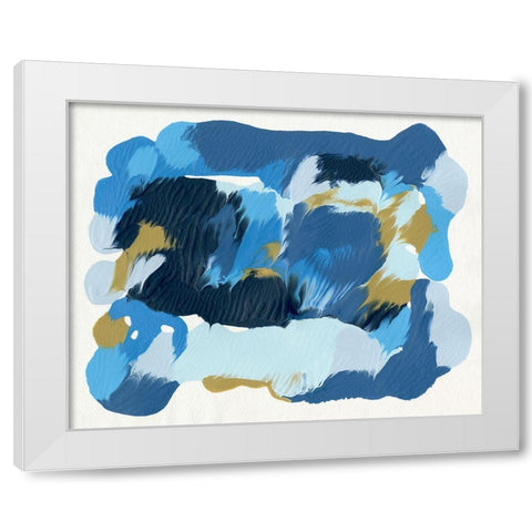 Blue Overture II White Modern Wood Framed Art Print by Caroline, Emma