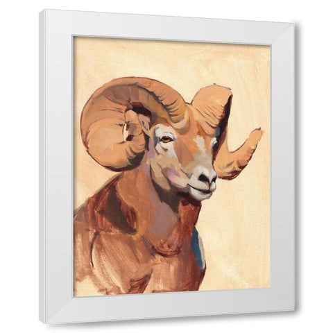 Ochre Ram I White Modern Wood Framed Art Print by Green, Jacob