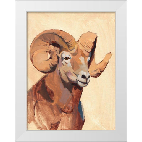 Ochre Ram I White Modern Wood Framed Art Print by Green, Jacob
