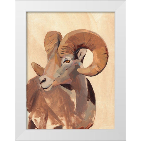 Ochre Ram II White Modern Wood Framed Art Print by Green, Jacob