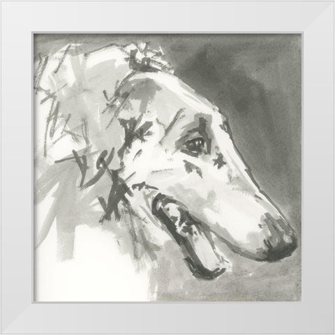 A Very Neutral Modern Dog I White Modern Wood Framed Art Print by Cartissi