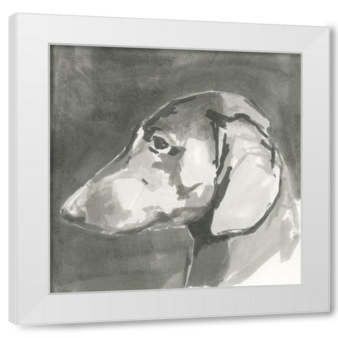 A Very Neutral Modern Dog II White Modern Wood Framed Art Print by Cartissi