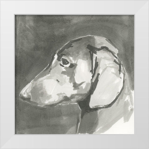 A Very Neutral Modern Dog II White Modern Wood Framed Art Print by Cartissi