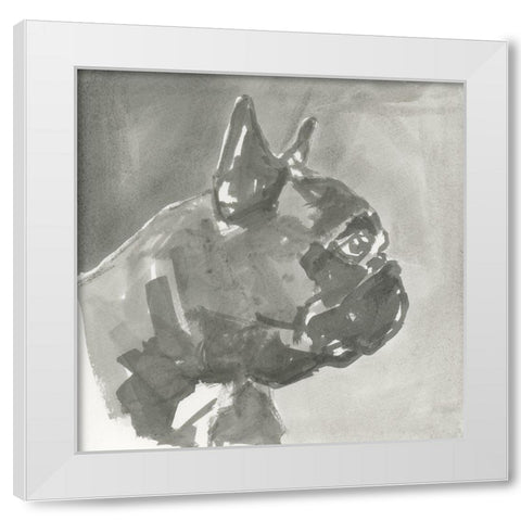 A Very Neutral Modern Dog III White Modern Wood Framed Art Print by Cartissi