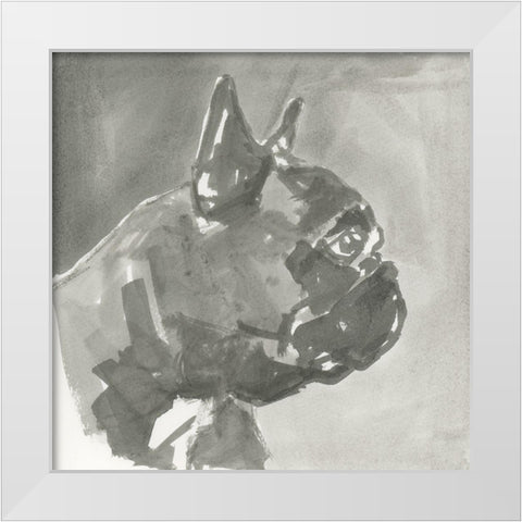 A Very Neutral Modern Dog III White Modern Wood Framed Art Print by Cartissi