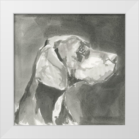 A Very Neutral Modern Dog IV White Modern Wood Framed Art Print by Cartissi