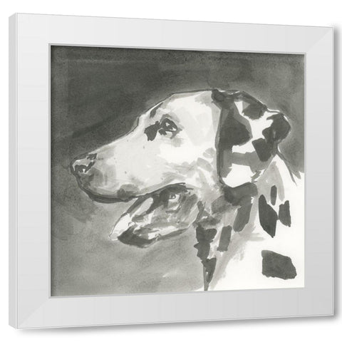 A Very Neutral Modern Dog V White Modern Wood Framed Art Print by Cartissi