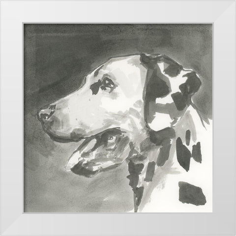 A Very Neutral Modern Dog V White Modern Wood Framed Art Print by Cartissi