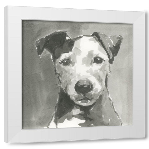 A Very Neutral Modern Dog VI White Modern Wood Framed Art Print by Cartissi