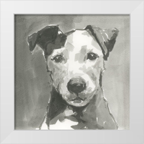 A Very Neutral Modern Dog VI White Modern Wood Framed Art Print by Cartissi