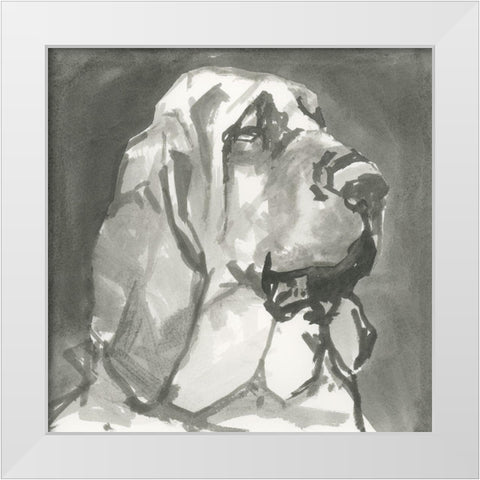 A Very Neutral Modern Dog VII White Modern Wood Framed Art Print by Cartissi
