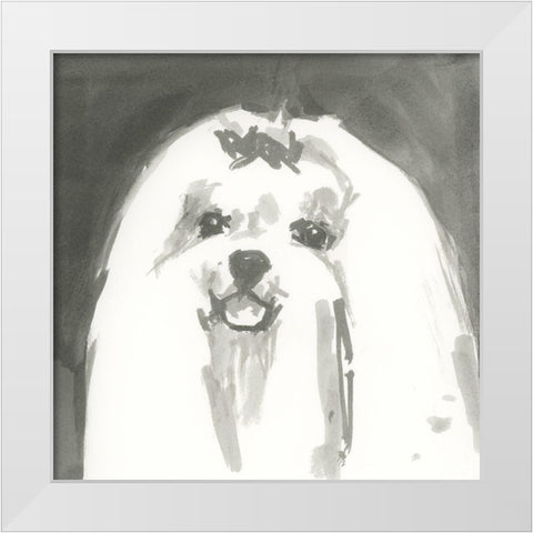 A Very Neutral Modern Dog IX White Modern Wood Framed Art Print by Cartissi