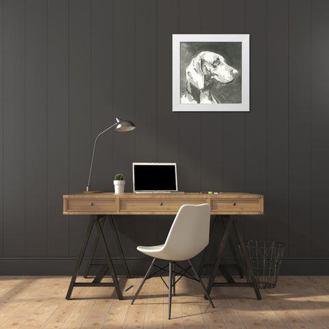 A Very Neutral Modern Dog XII White Modern Wood Framed Art Print by Cartissi