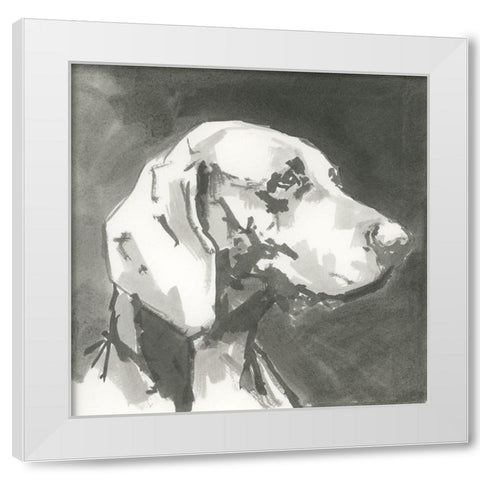A Very Neutral Modern Dog XII White Modern Wood Framed Art Print by Cartissi