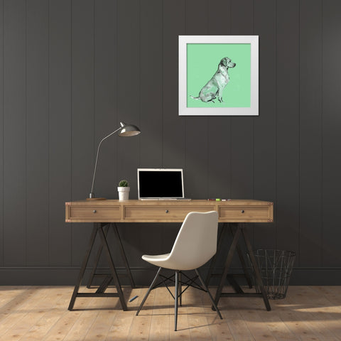 A Very Pop Modern Dog V White Modern Wood Framed Art Print by Cartissi