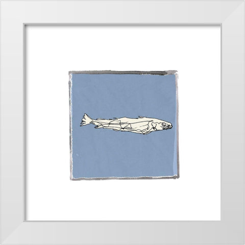 Block Print Fish I White Modern Wood Framed Art Print by Cartissi