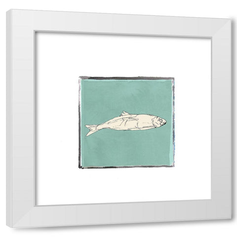 Block Print Fish II White Modern Wood Framed Art Print by Cartissi