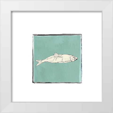 Block Print Fish II White Modern Wood Framed Art Print by Cartissi