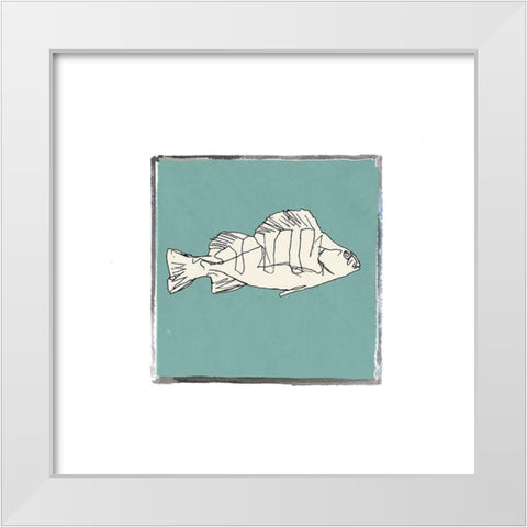 Block Print Fish III White Modern Wood Framed Art Print by Cartissi