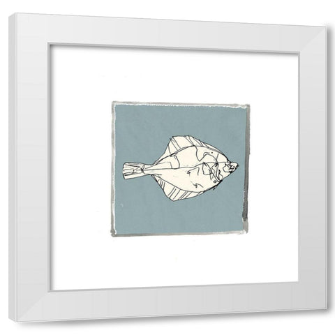 Block Print Fish V White Modern Wood Framed Art Print by Cartissi