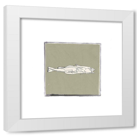 Block Print Fish X White Modern Wood Framed Art Print by Cartissi