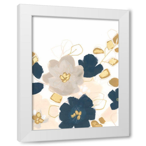 Indigo Gold Garden I White Modern Wood Framed Art Print by Vess, June Erica