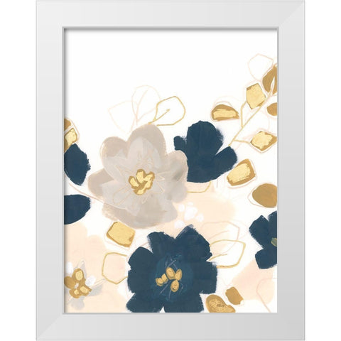 Indigo Gold Garden I White Modern Wood Framed Art Print by Vess, June Erica