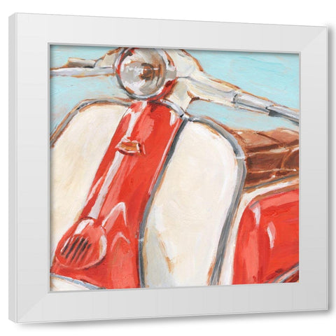 Retro Scooter II White Modern Wood Framed Art Print by Harper, Ethan