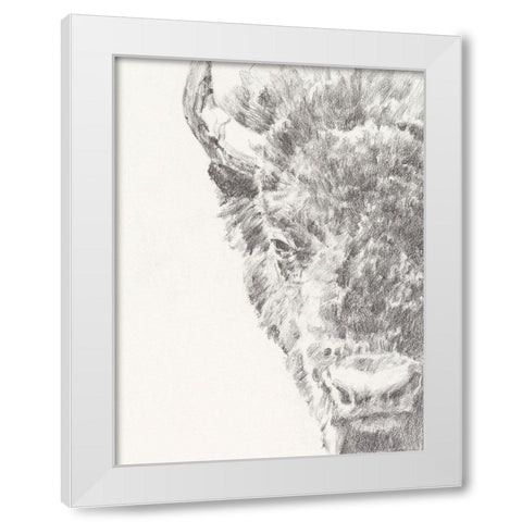 Graphite Bison Portrait I White Modern Wood Framed Art Print by Harper, Ethan