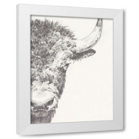Graphite Bison Portrait II White Modern Wood Framed Art Print by Harper, Ethan