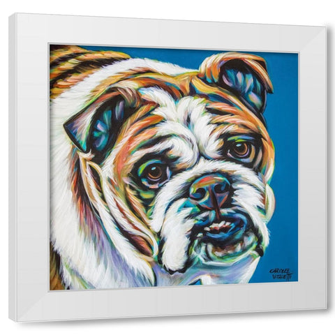 Colorful Bulldog White Modern Wood Framed Art Print by Vitaletti, Carolee