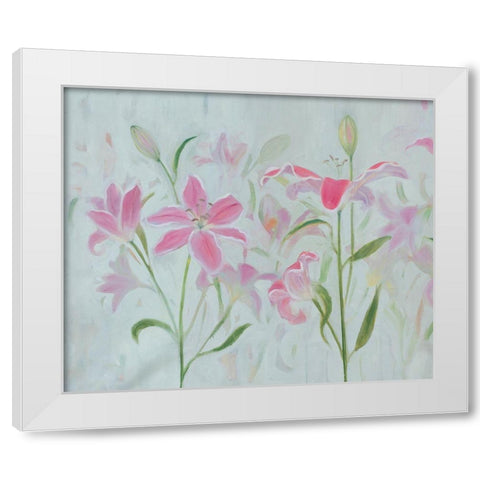 Dancing Pink Trio I White Modern Wood Framed Art Print by Iafrate, Sandra