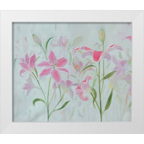 Dancing Pink Trio I White Modern Wood Framed Art Print by Iafrate, Sandra