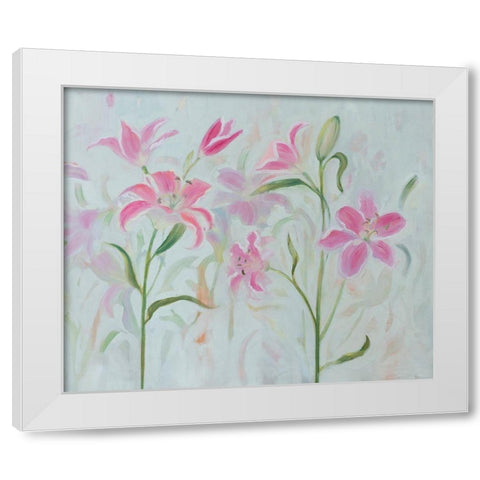 Dancing Pink Trio II White Modern Wood Framed Art Print by Iafrate, Sandra