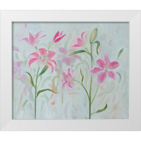 Dancing Pink Trio II White Modern Wood Framed Art Print by Iafrate, Sandra