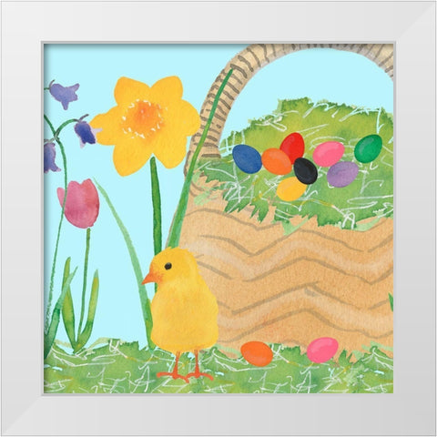 Easter Basket Time I White Modern Wood Framed Art Print by Longley, Alicia
