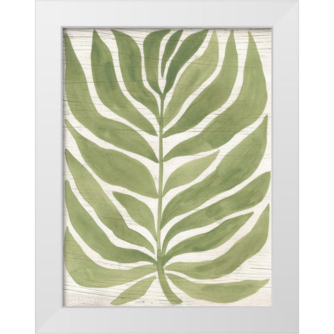 Driftwood Palm Leaf I White Modern Wood Framed Art Print by Vess, June Erica
