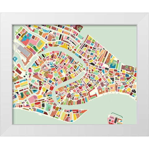 Modern Venice Map White Modern Wood Framed Art Print by Galapon, Nikki