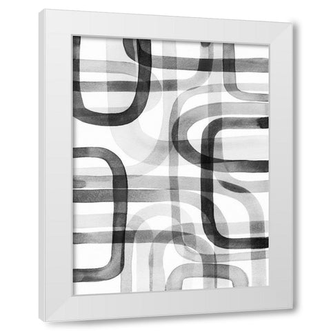 Overlapping V White Modern Wood Framed Art Print by Galapon, Nikki