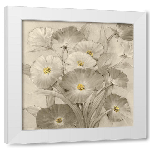 Monochrome Flower Garden I White Modern Wood Framed Art Print by OToole, Tim